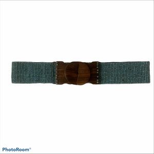 Anthropologie Turquoise Beaded Elastics Belt